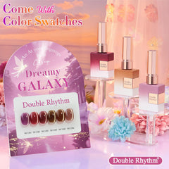 Double Rhythm cat-eye gel nail polish coffee shimmer for daily wear.