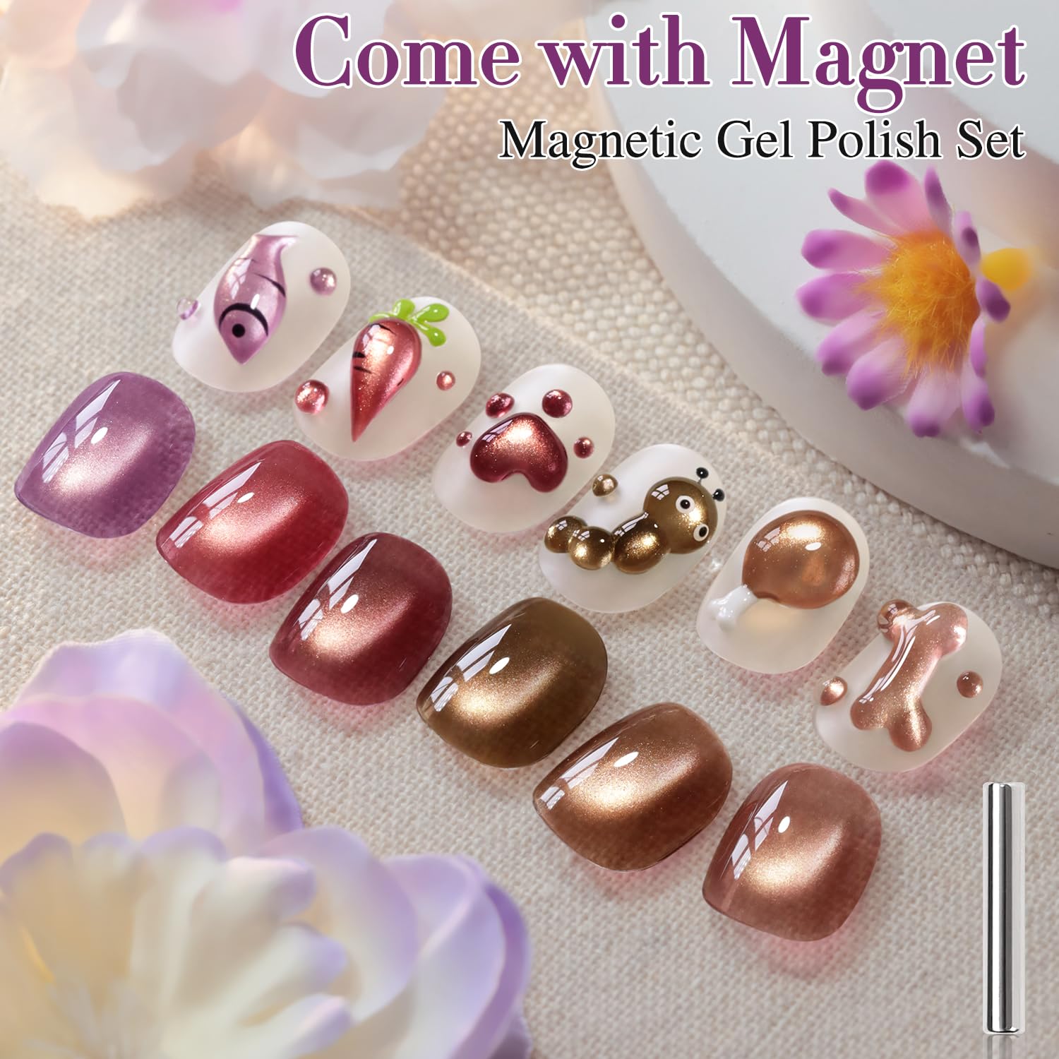 Double Rhythm cat-eye magnet effect nails using this gel polish.