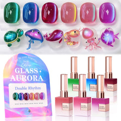 Double Rhythm cat-eye polish bottle with magnetic shimmer for at-home nail art.