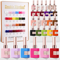 Double Rhythm gel polish 28pcs bottle closeup for easy at-home manicure inspiration.