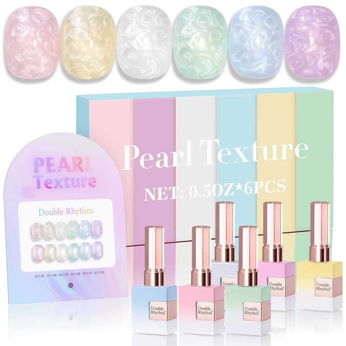 Double Rhythm Pearl Pink gel polish swatch for salon-grade shine at home