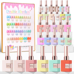 Double Rhythm Pastel Candy Collection box opens, showcasing a cohesive DIY manicure set.
