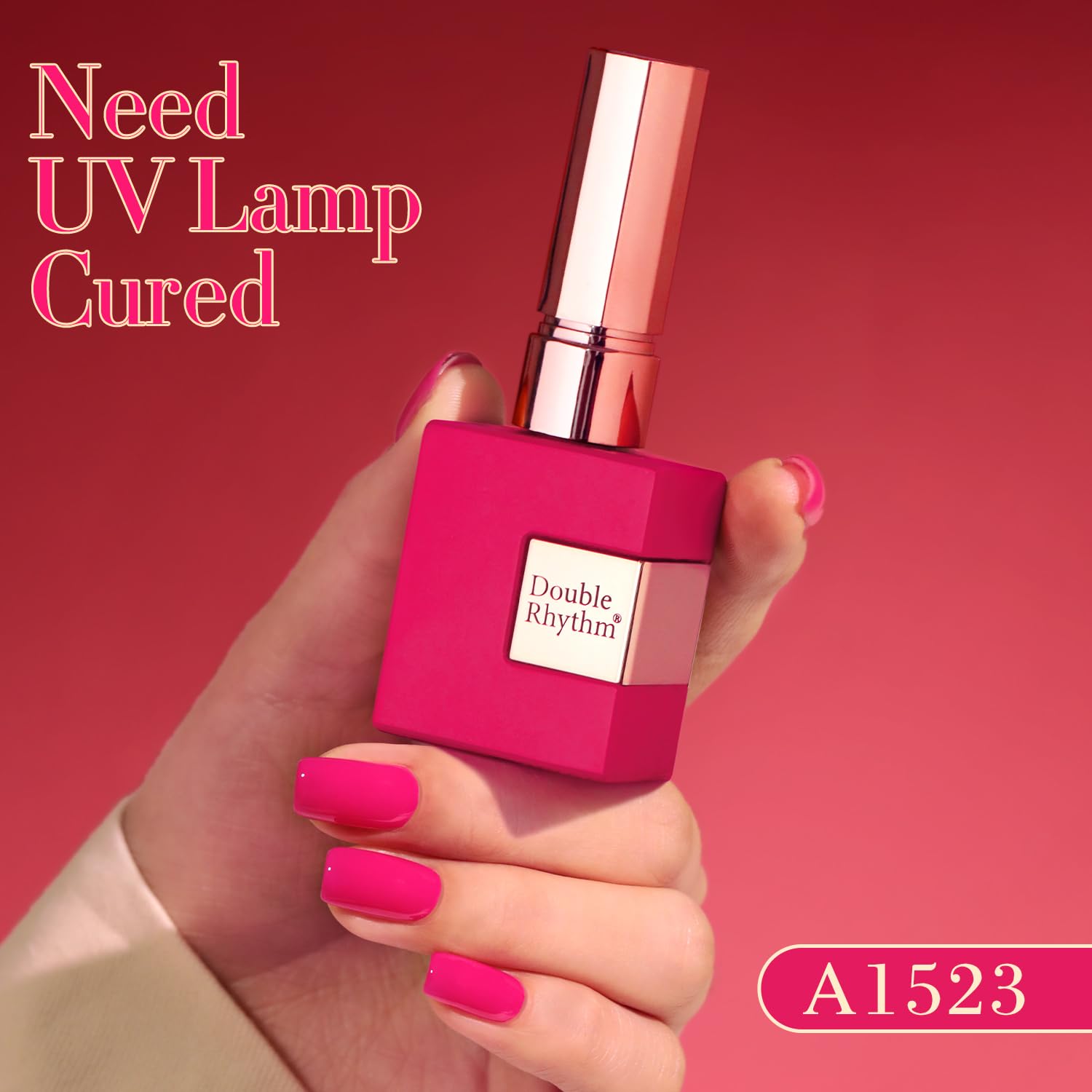 Double Rhythm red-t6-8 bottle shade for bold, statement nails.