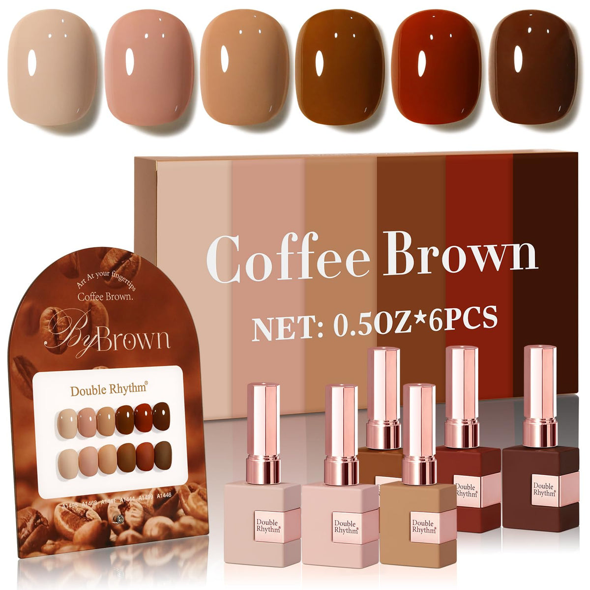 Double Rhythm coffee brown gel polish swatch shows rich pigment for bold nails.