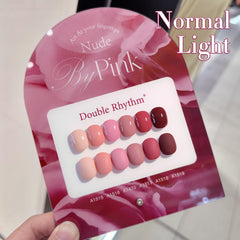 Double Rhythm nude gel polish bottle, subtle tone for natural manicures.