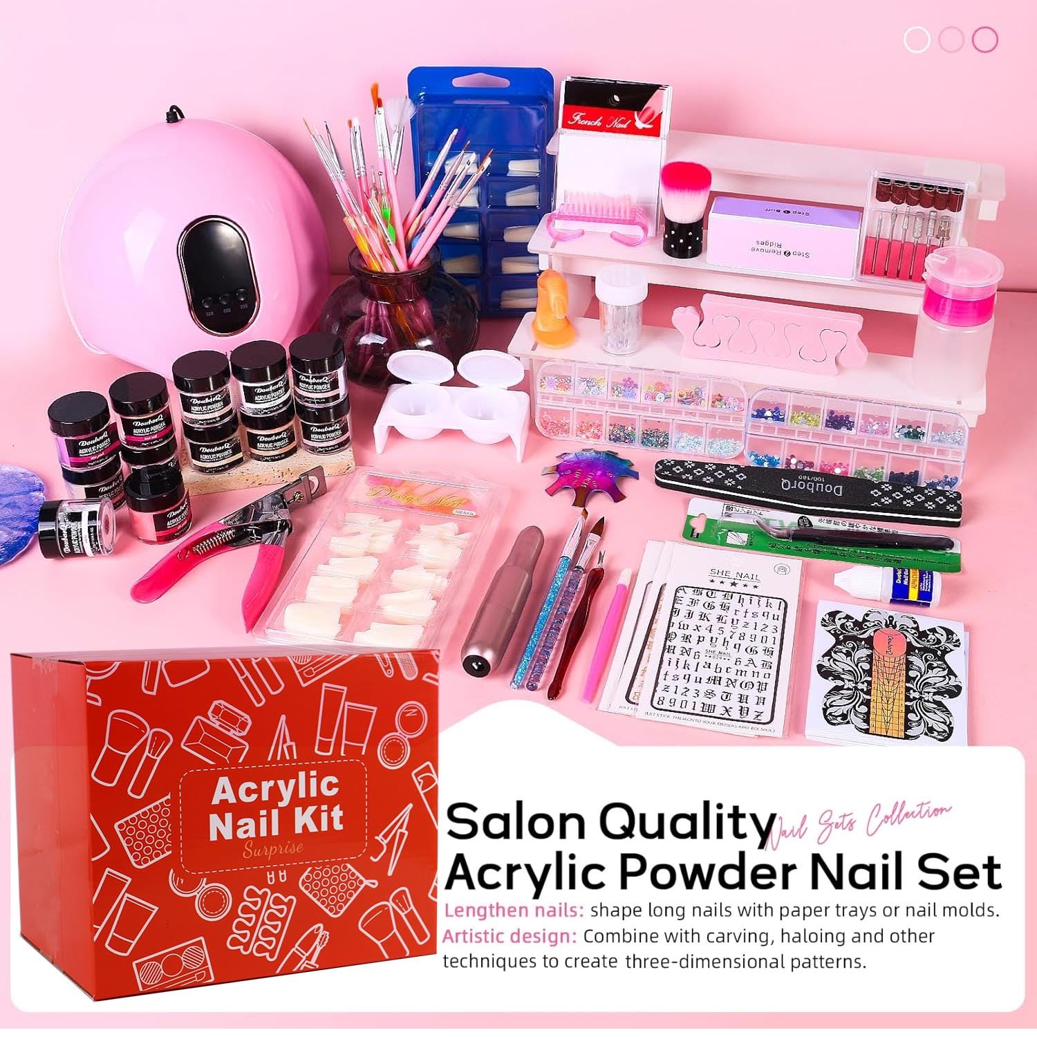 DouborQ acrylic nail brush enables precise, smooth acrylic application