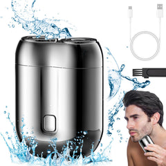 DOUNIU mini dual-head shaver silver front view for travel-ready grooming