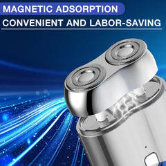 DOUNIU mini dual-head shaver silver shows USB charging port for fast power