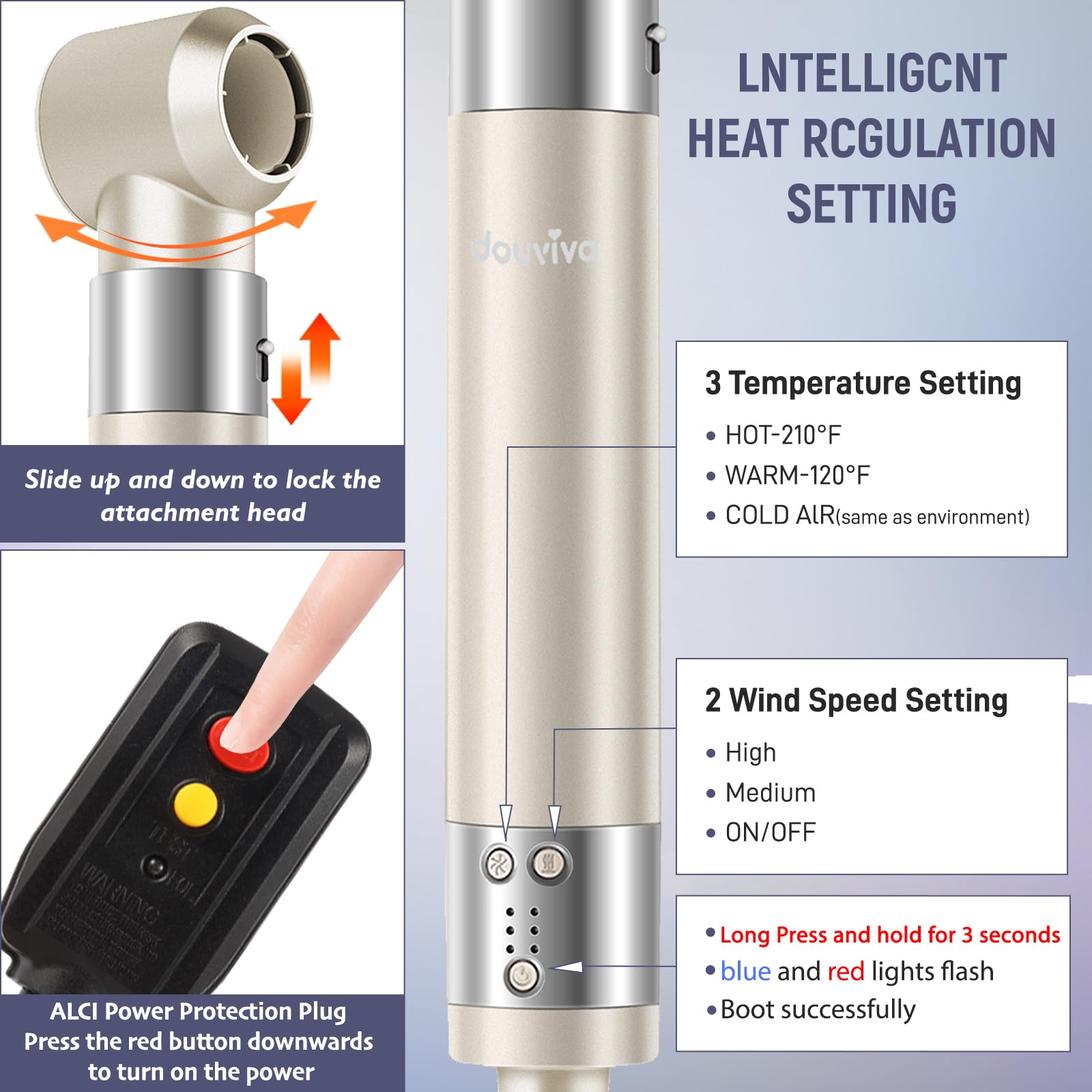 douviva intelligent heat control offering customizable, hair-safe settings