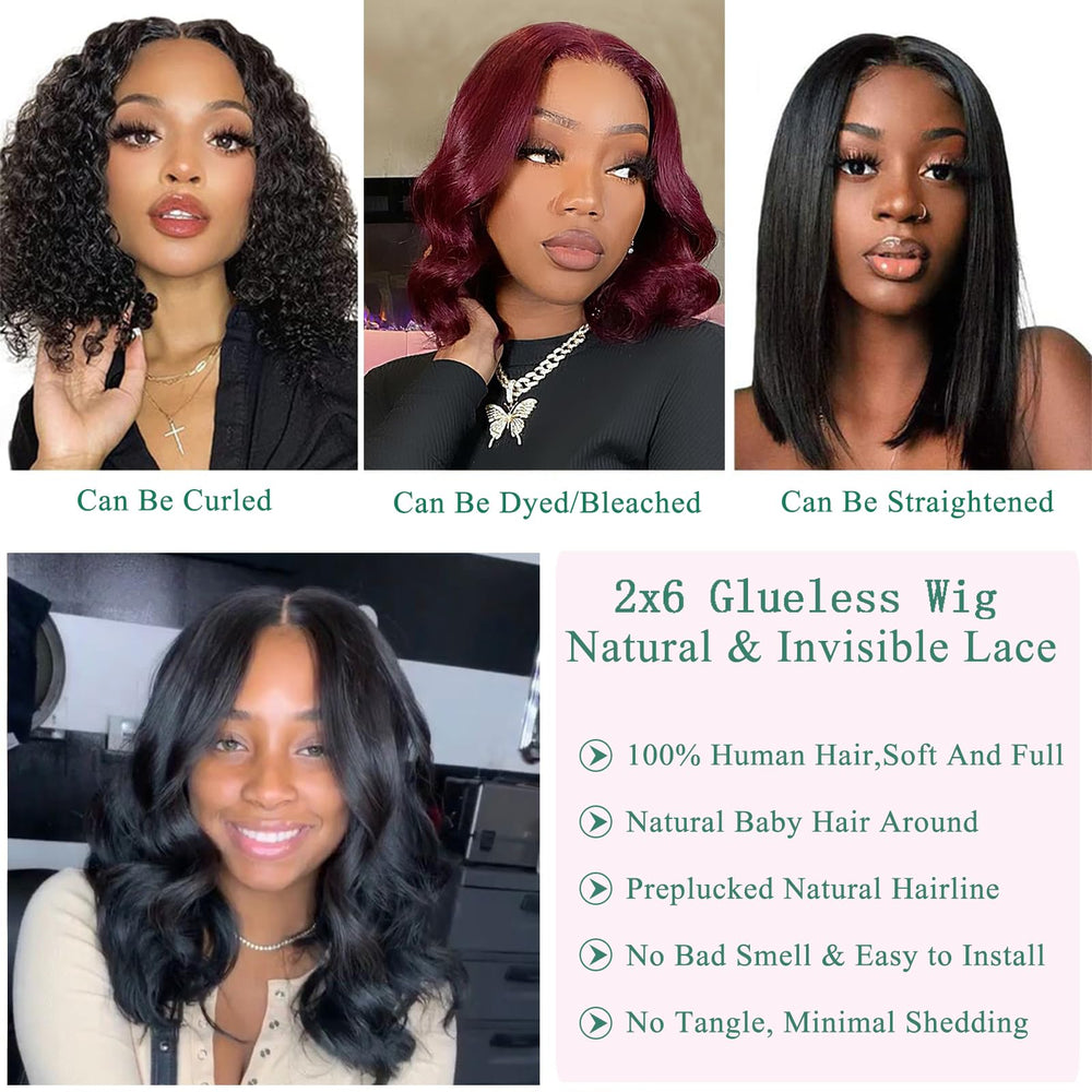 Douyin 2x6 lace closure middle-part bob versatile parting