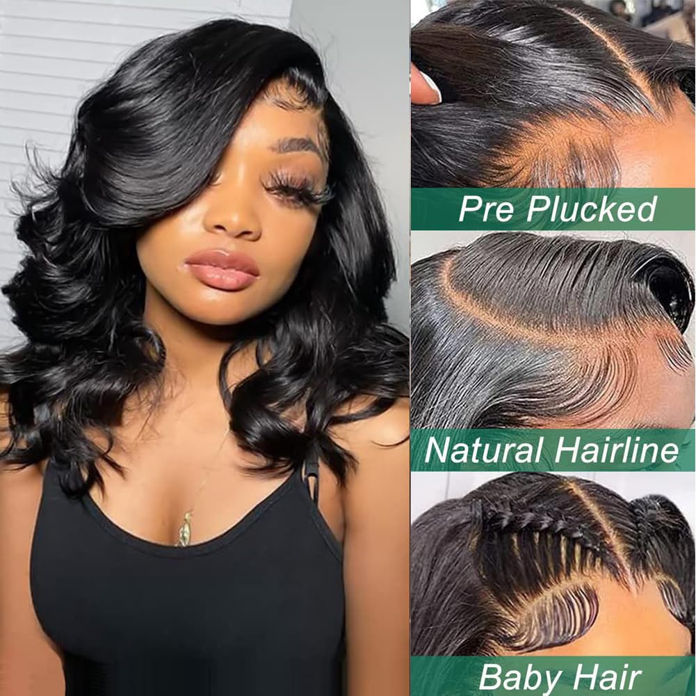 Douyin body-wave wig 16inch natural black ready for daily looks