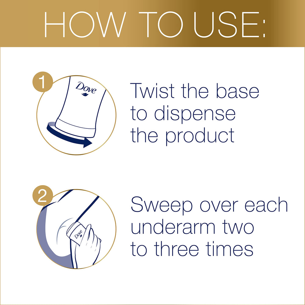 Dove 0% aluminum deodorant stick cucumber-green-tea close-up highlights 24-hour odor protection.