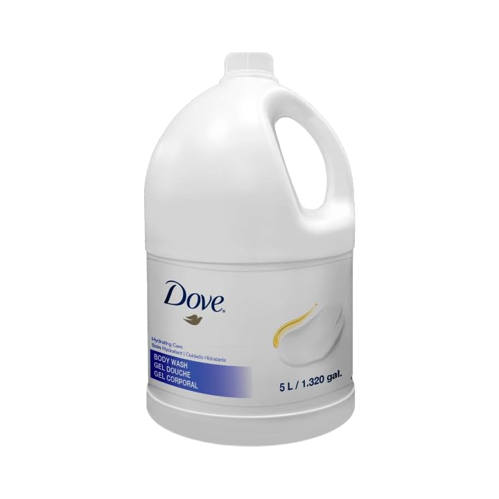 Dove 5-liter Pro body wash refill bottle for soft skin and bulk savings.