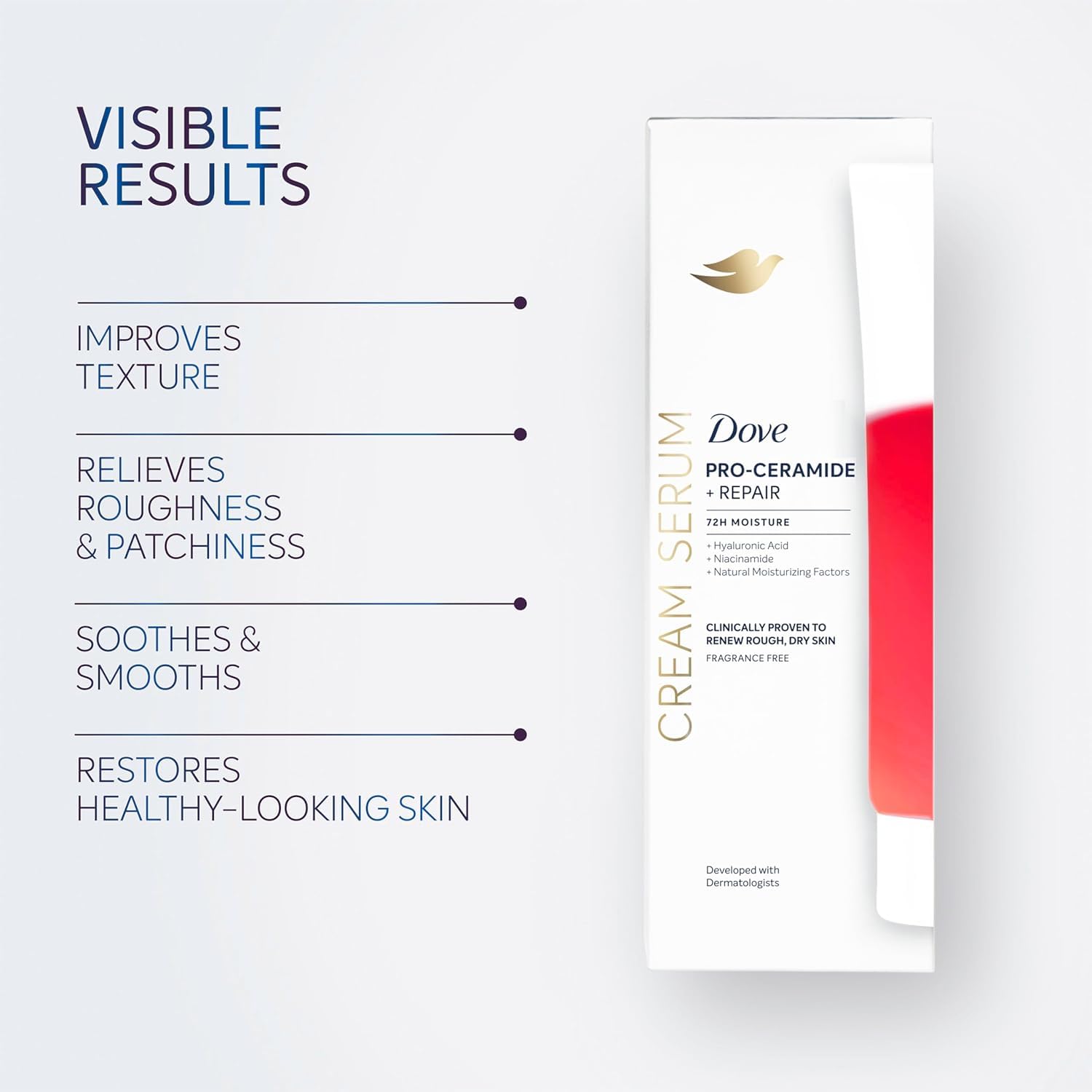 Dove 72-hour moisture claim illustrated by dewy skin glow.