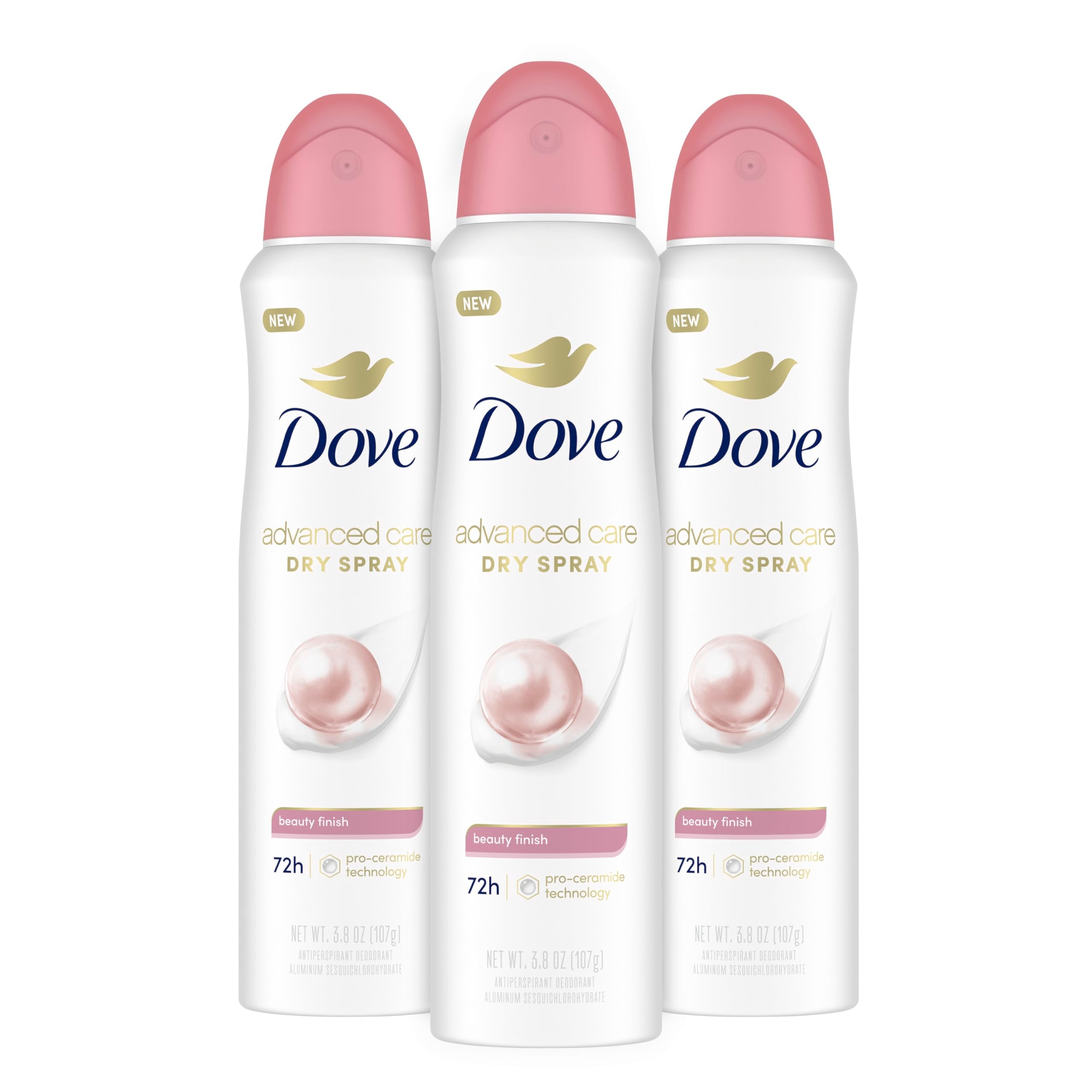 Dove Advanced Care Beauty Finish bottle close-up highlighting Pro-Ceramide support