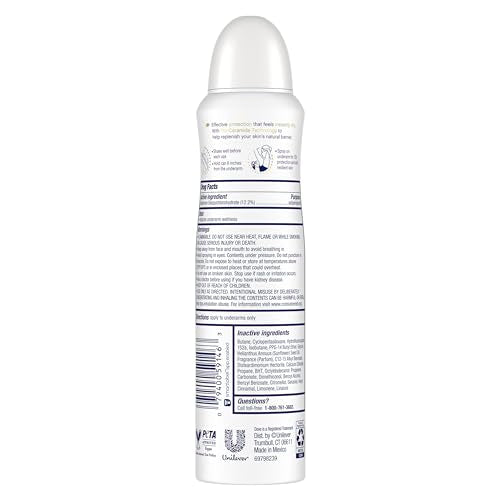 Dove Advanced Care Clear Finish Antiperspirant Spray underarm application demonstrates quick-drying protection