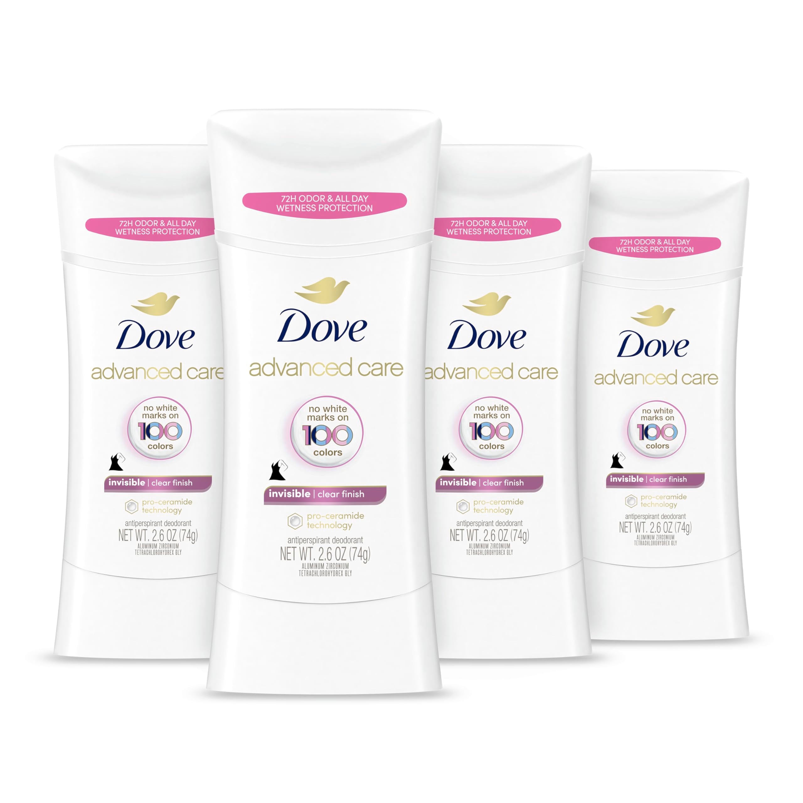 Dove Advanced Care Clear Finish Stick applying for all-day protection