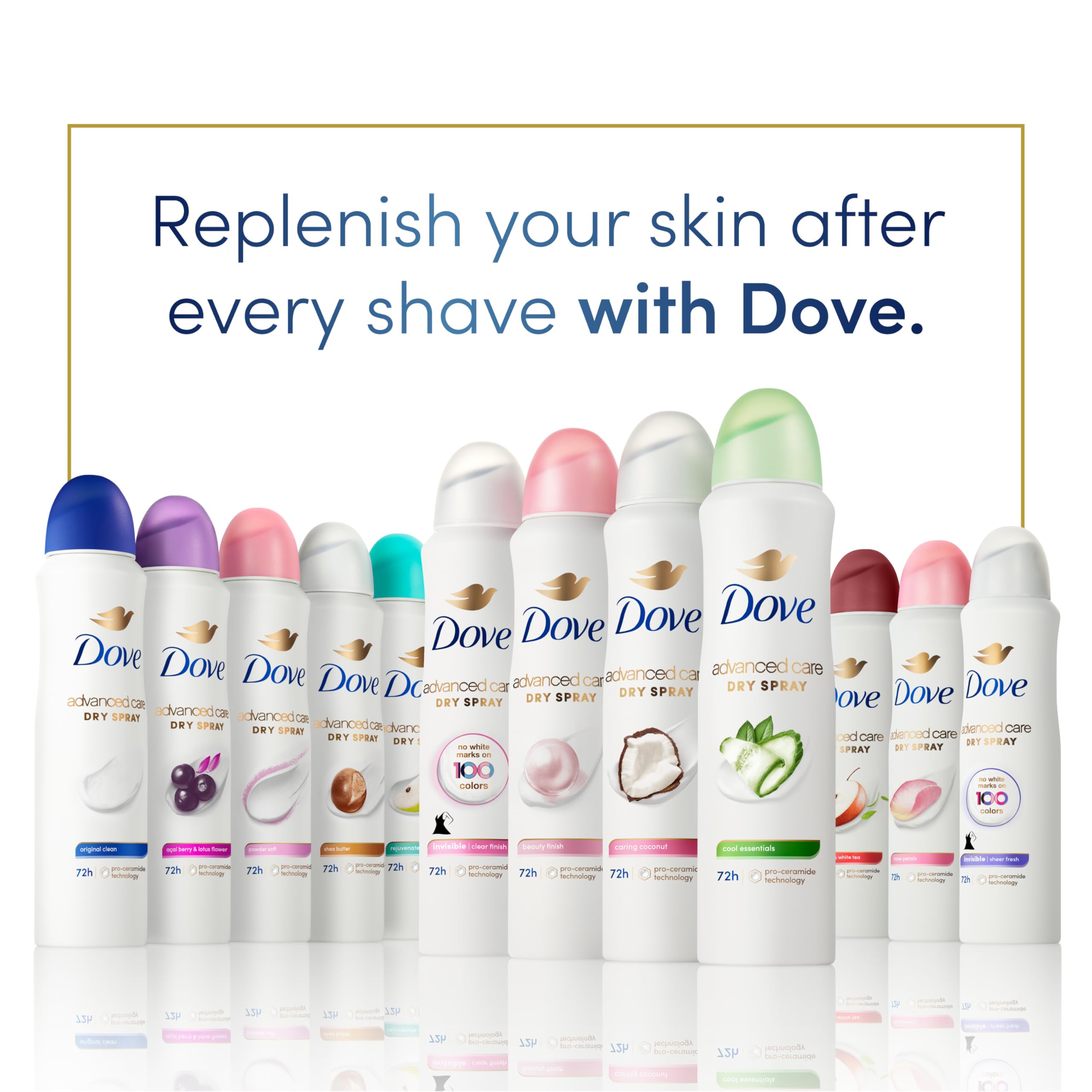 Dove Advanced Care Cool Essentials dry spray cooling sensation after application.