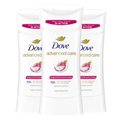Dove Advanced Care Dragon Fruit & Coconut Stick front view showing soft, resilient underarms.