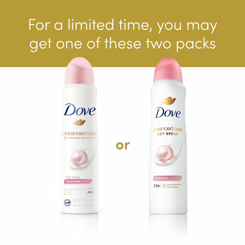 Dove Advanced Care quick-drying deodorant spray for fast wear.