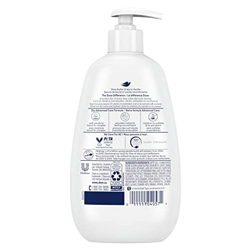 Dove Advanced Care Hand Wash pump bottle highlighting comfort and lasting moisture