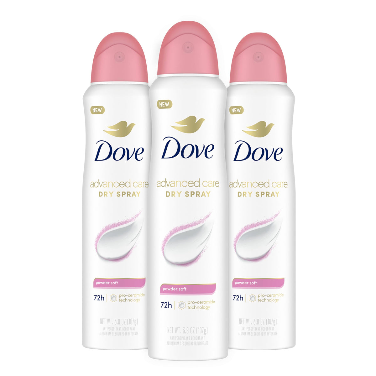 Dove Advanced Care powder-soft spray in action providing long-lasting underarm protection.