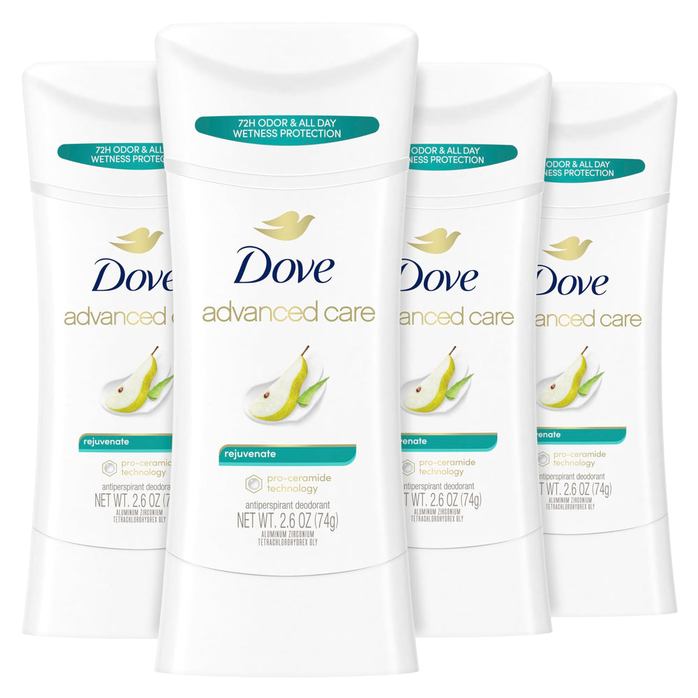 Dove Advanced Care Rejuvenate deodorant stick application for smooth, comfortable use after shaving.