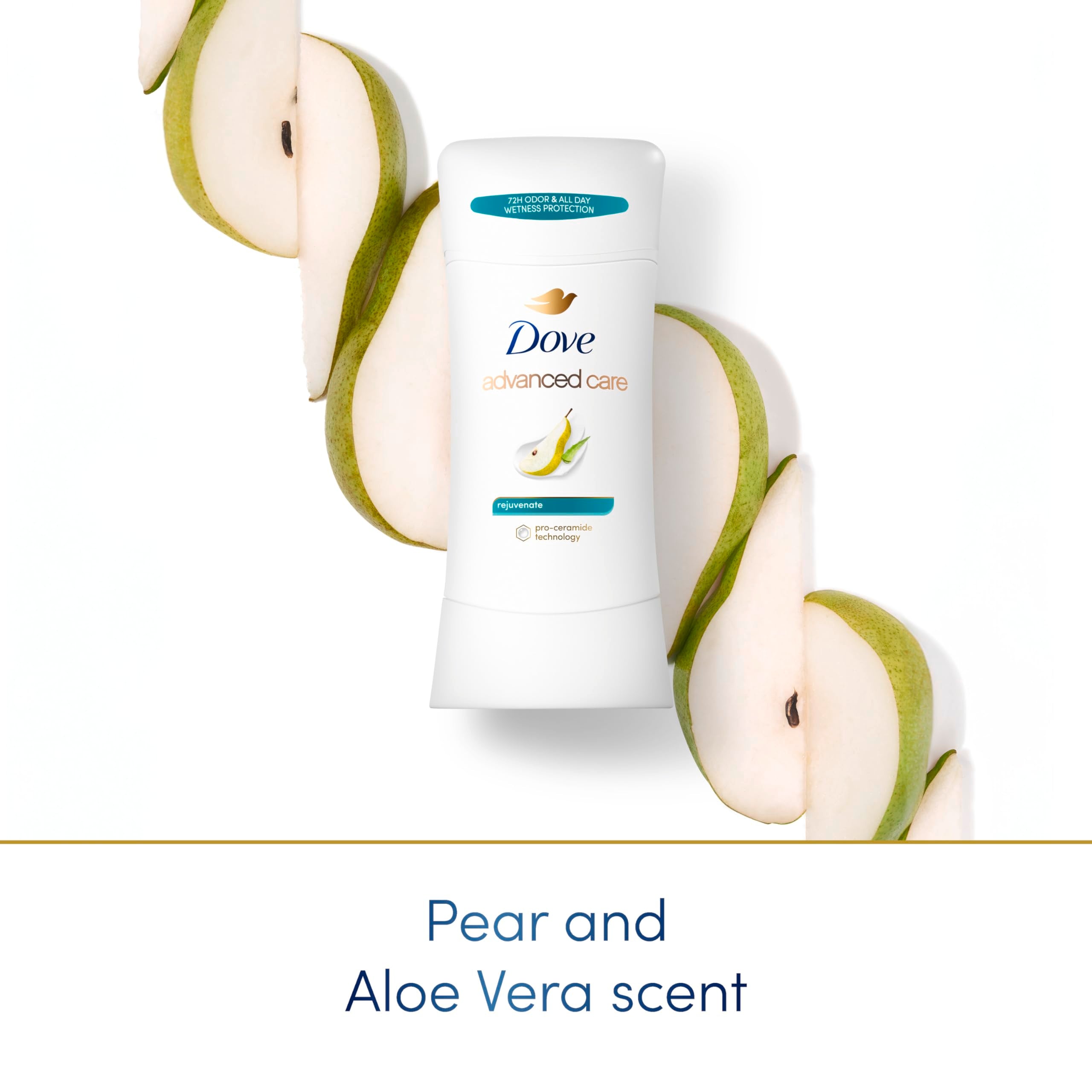 Dove Advanced Care Rejuvenate ceramide-technology graphic highlights barrier-repair benefits.