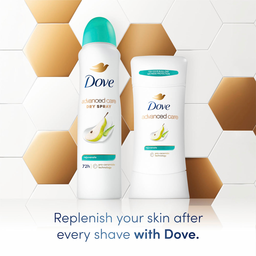 Dove Advanced Care Rejuvenate 72-hour odor control for long-lasting freshness.