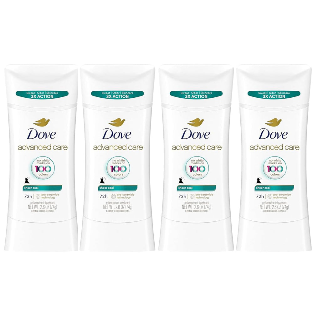 Dove Advanced Care Sheer Cool deodorant stick delivering long-lasting sweat protection for daily freshness.