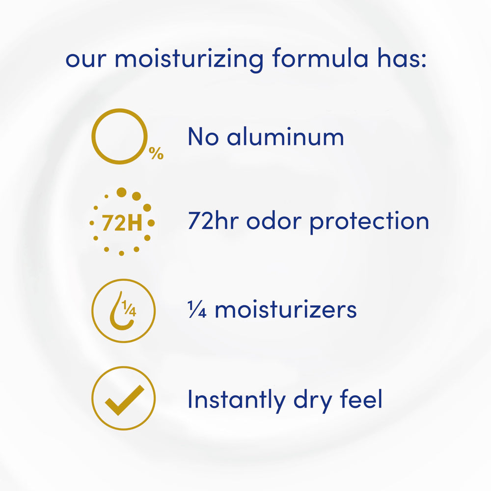 Dove 48h odor protection without aluminum supports daily confidence.