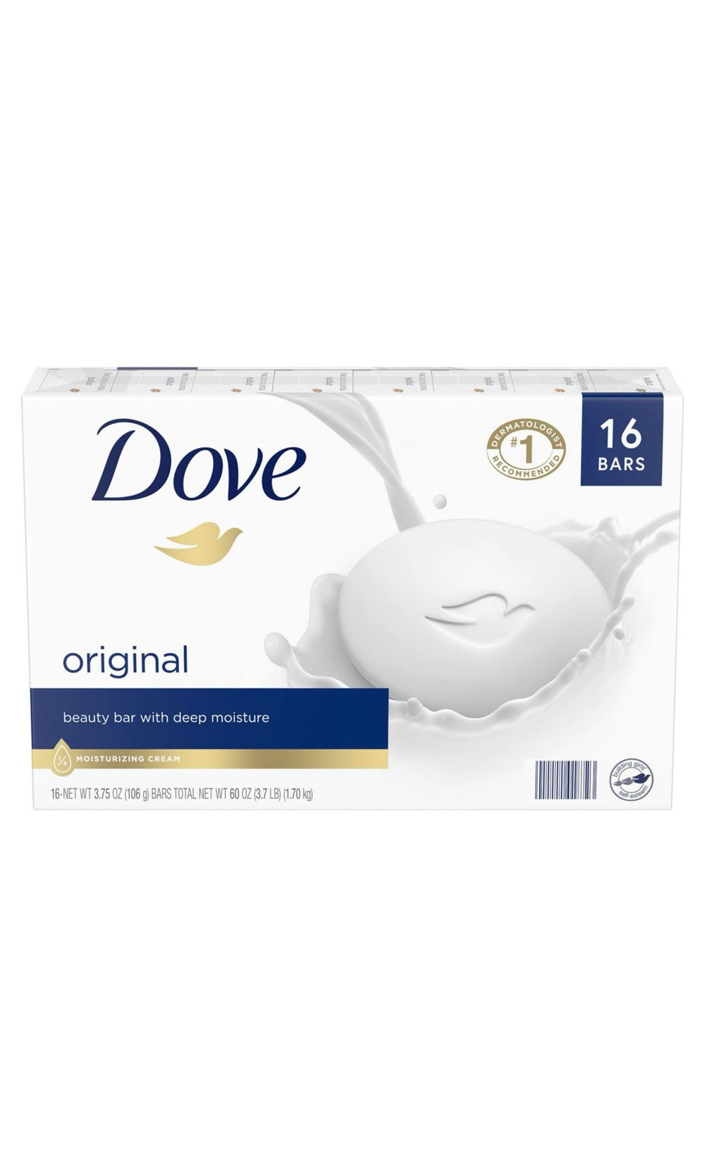 Dove Bar Soap Moisturizing pack-16-bars illustrating a ready supply for daily hydration