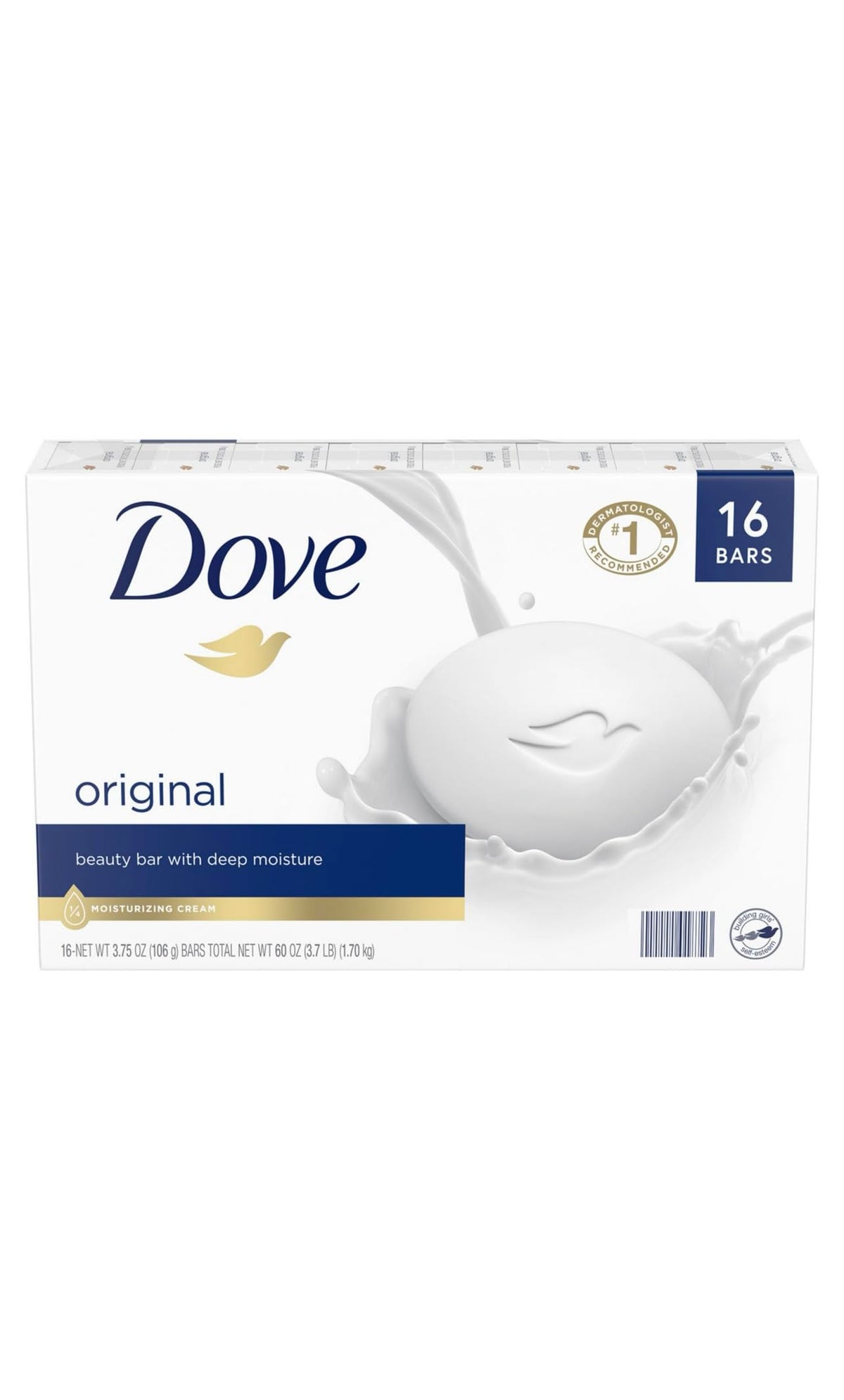Dove Bar Soap Moisturizing pack-16-bars illustrating a ready supply for daily hydration