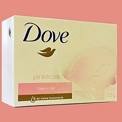Dove beauty cream bar soap pink close-up with creamy lather for moisturized skin.