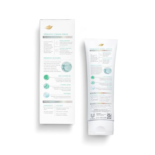Dove Body Cream Serum packaging highlights an 8 oz bottle for daily use.