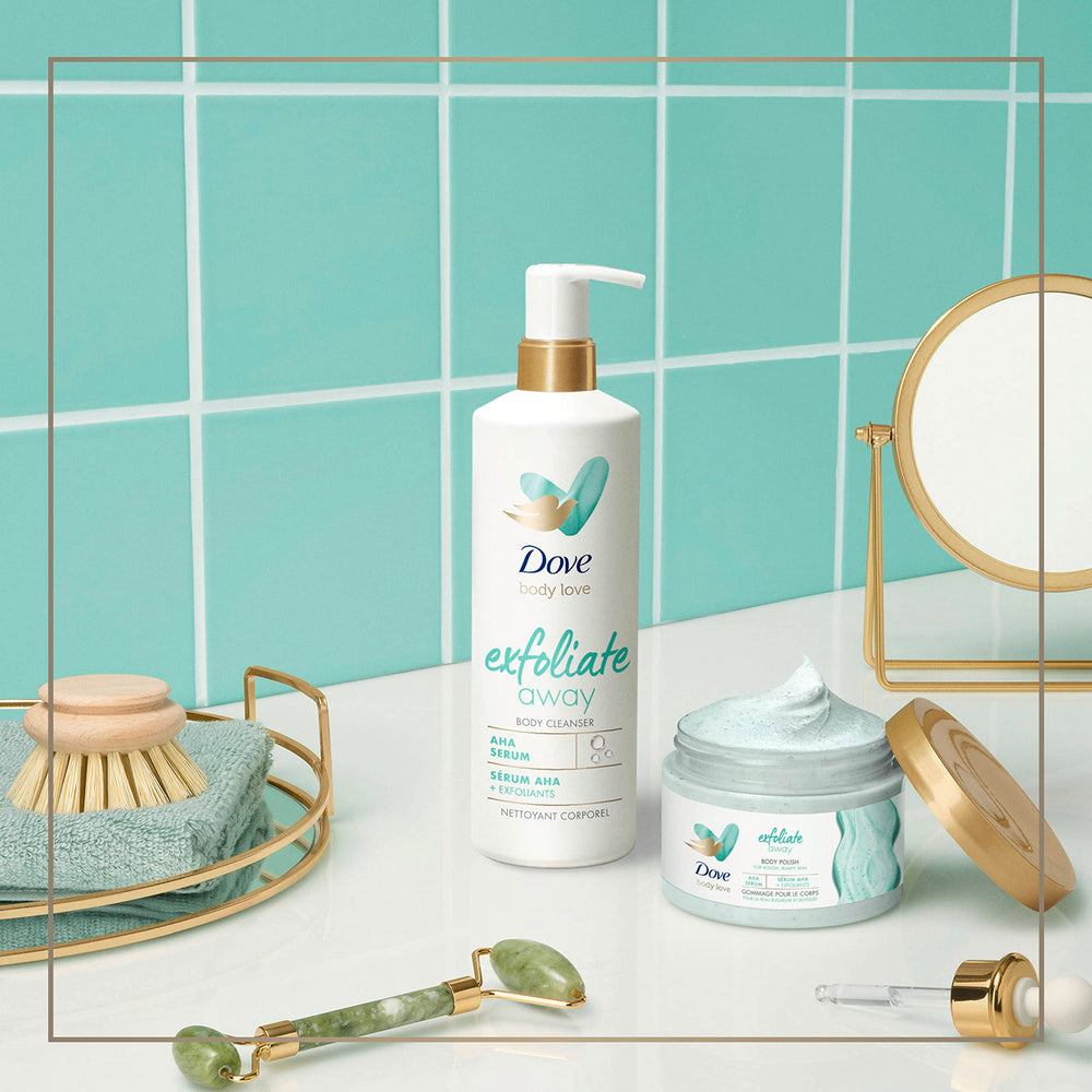 Dove Body Love Polish eco packaging highlights 100 recycled plastic jar