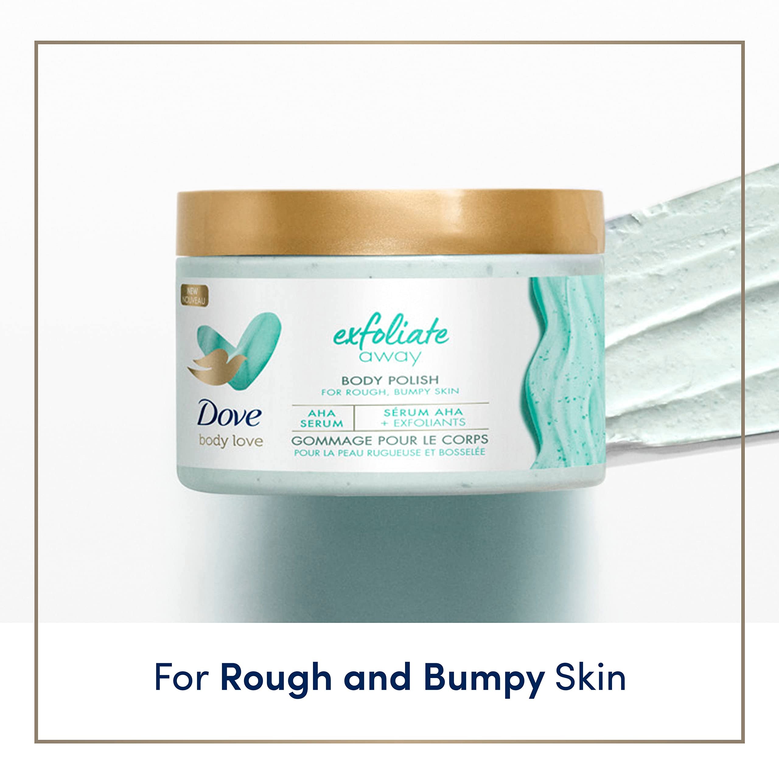 Dove Body Love Polish rough-skin refinement implies smoother, illuminated skin