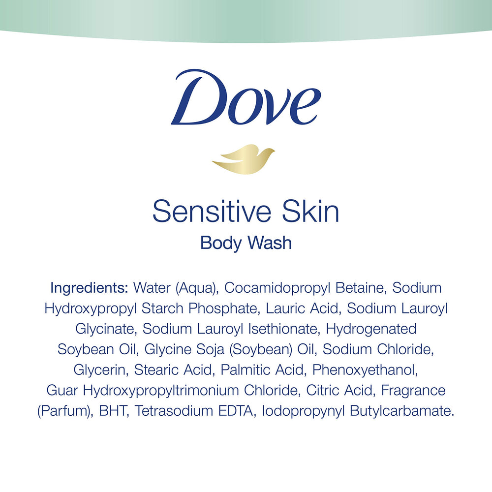 Dove label close-up highlighting hypoallergenic formulation.