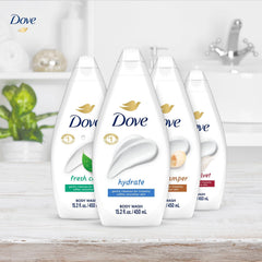 Dove Body Wash Gentle Pamper bottle emphasizes soothing care and skin-friendly cleansing