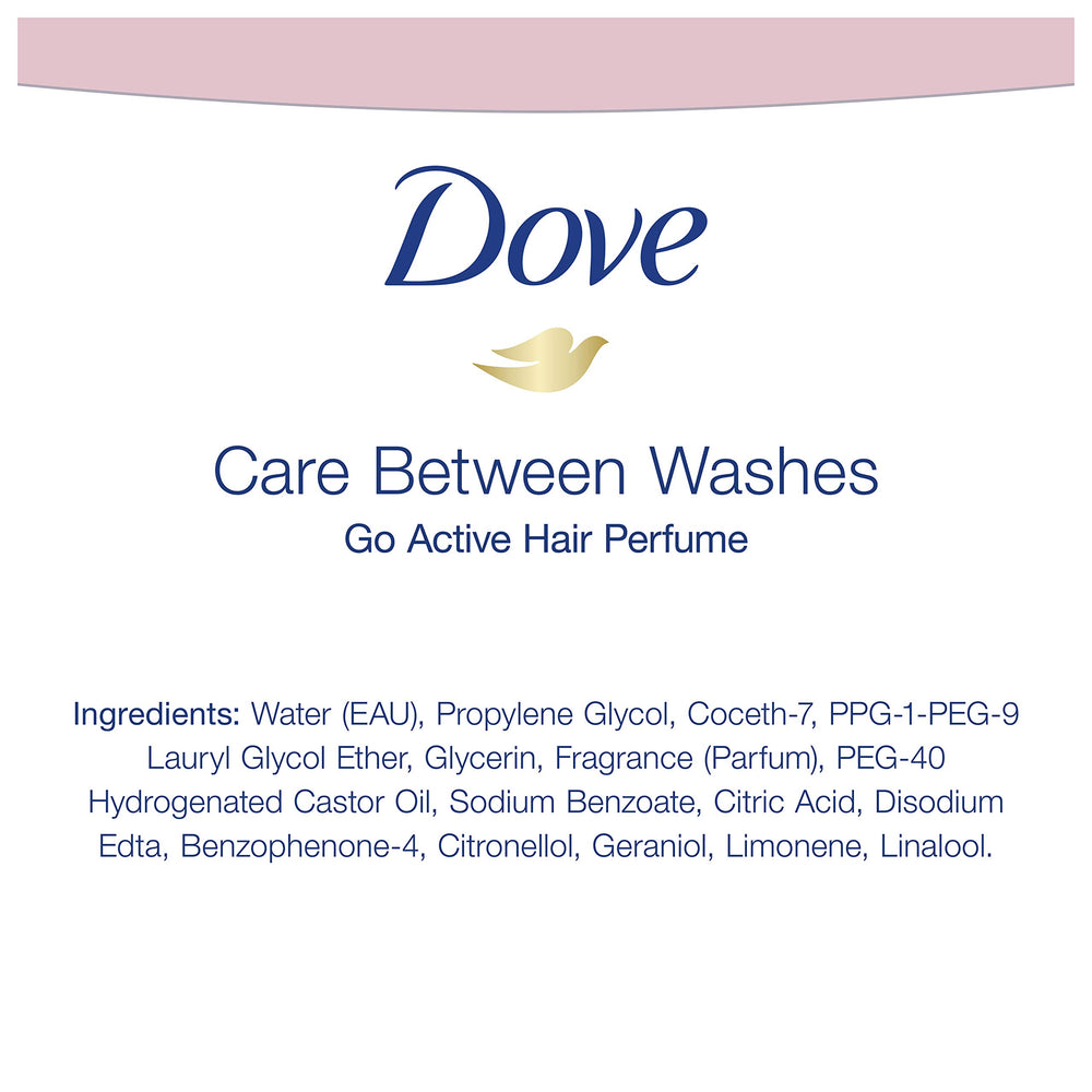Dove Care Between Washes spray applied after workouts for post-exercise refresh.