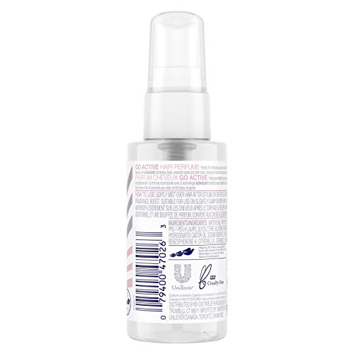 Dove Care Between Washes hair perfume travel-size bottle for quick on-the-go refresh.