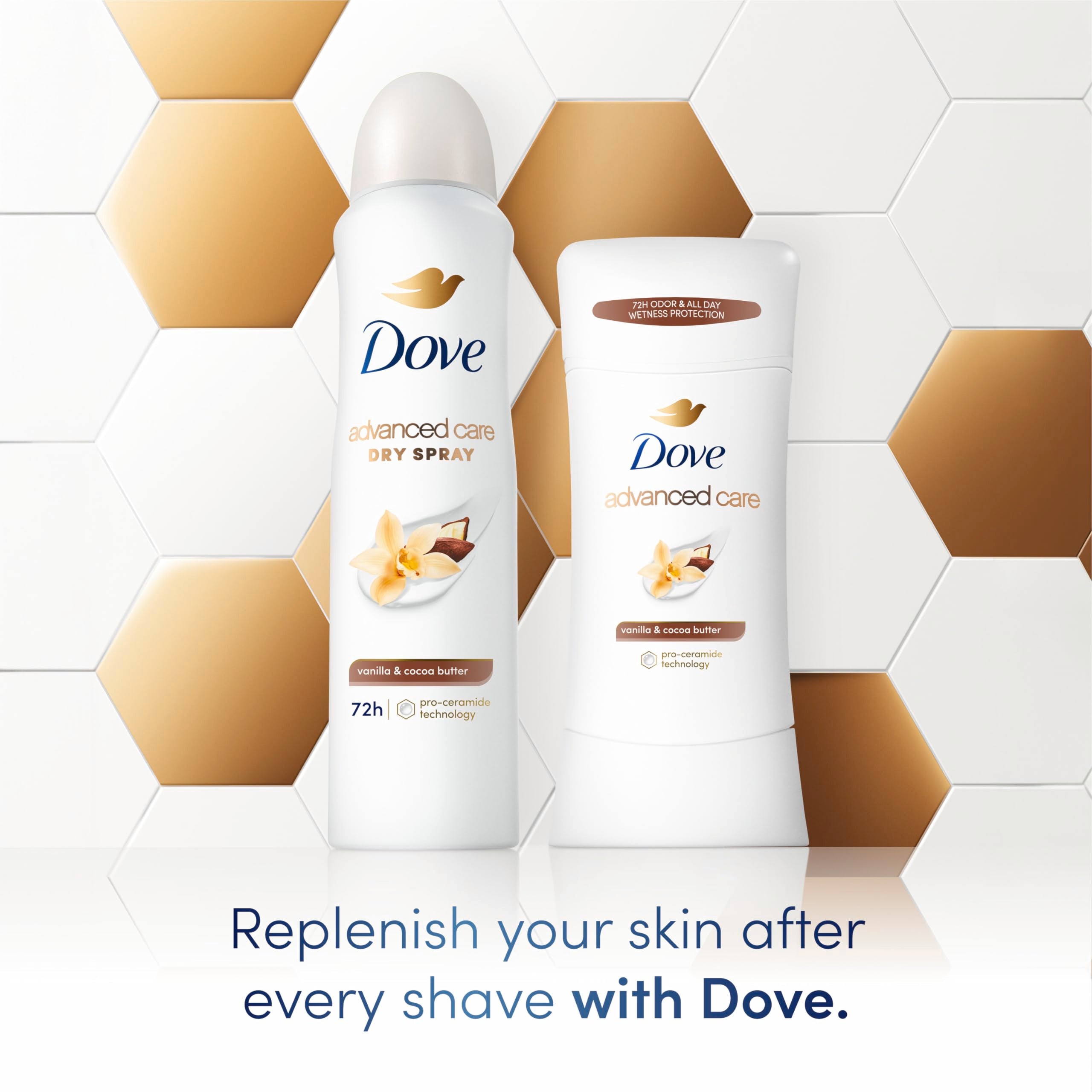 Dove ceramide technology underarm skin barrier—repair and resilience.