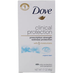 Dove Clinial Protection Deodorant Original Clean front view six-pack for all-day freshness.