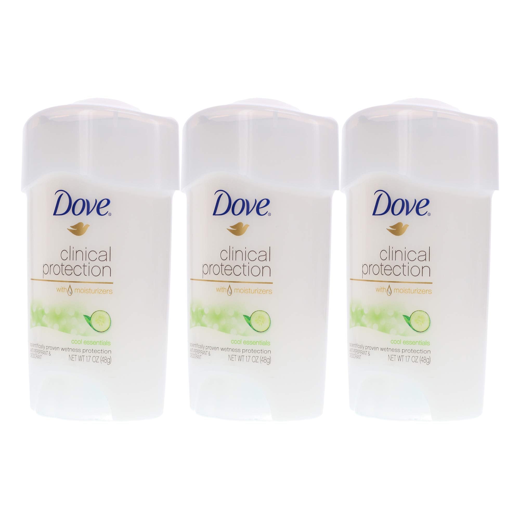 Dove Clinical Protection Cool Essentials deodorant application close-up highlights refreshing underarm use.