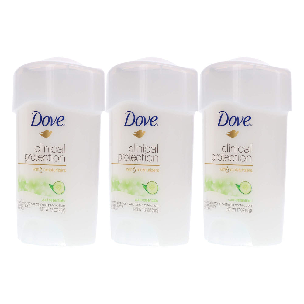 Dove Clinical Protection Cool Essentials deodorant application close-up highlights refreshing underarm use.