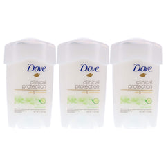 Dove Clinical Protection Cool Essentials deodorant stick pack provides three sticks for daily protection.