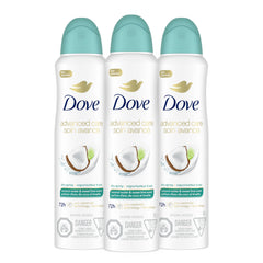 Dove Coconut Water & Lime dry spray bottle highlights fragrance and texture for all-day feel.