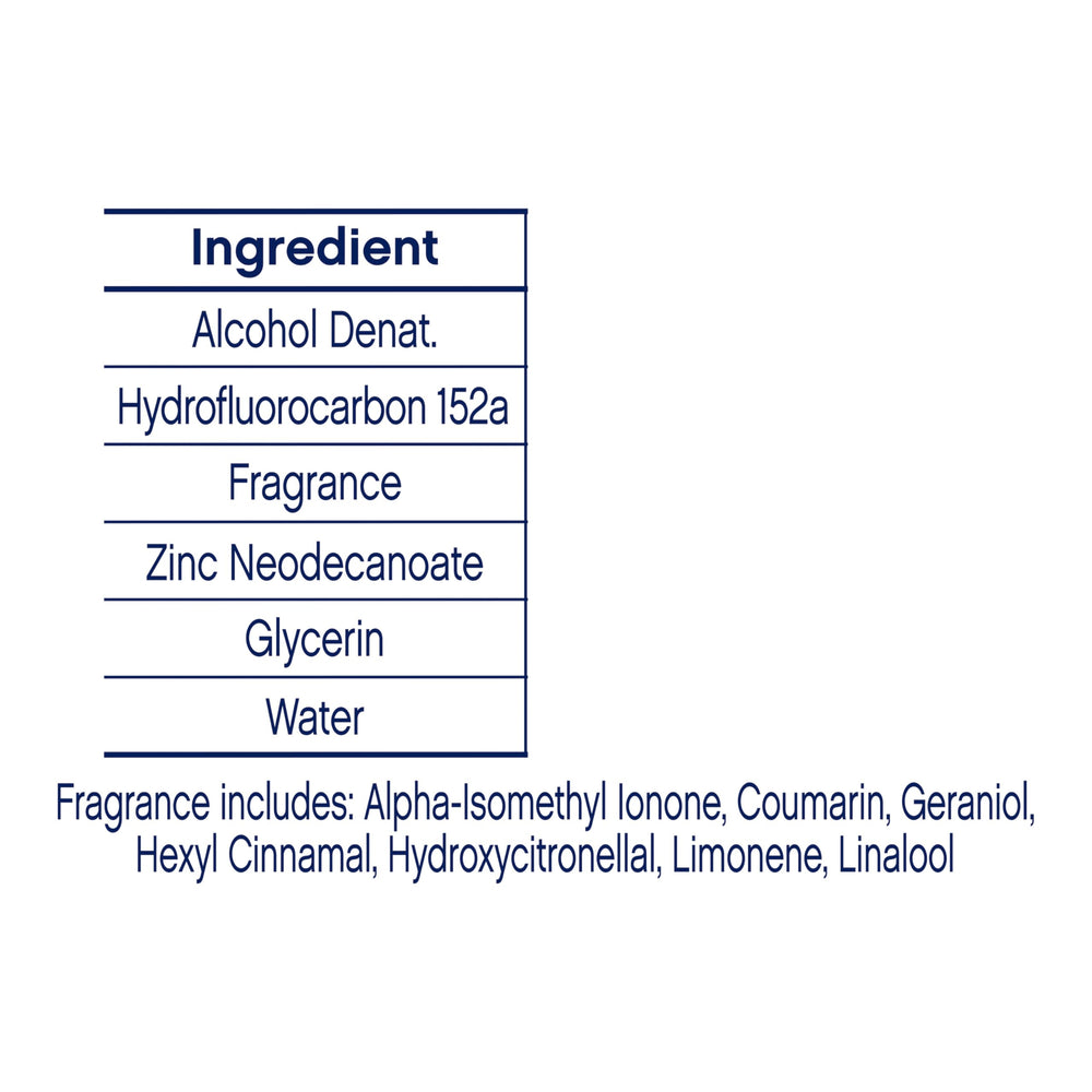 Dove cruelty-free deodorant spray branding and certification icons on packaging.