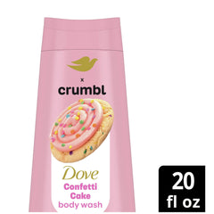 Dove Crumbl Confetti Cake body wash pump visible for easy daily use.