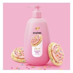 Dove Crumbl Confetti Cake bottle front with warm sugar cookie scent.